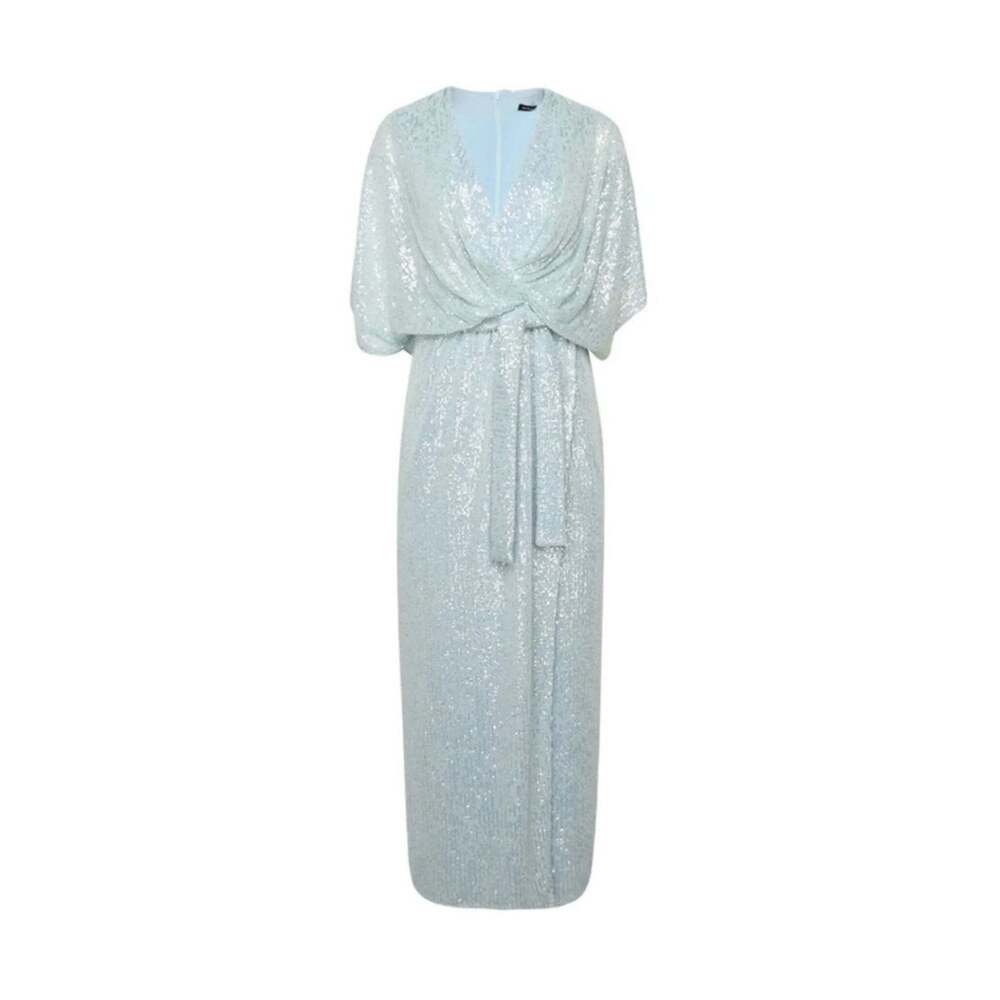 Kiton - Water Green Sequin Belted Maxi Dress - IT 48